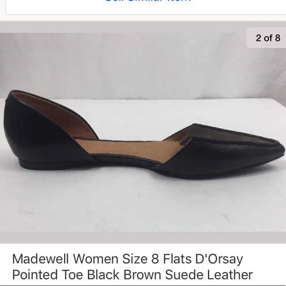 Madewell Flats D'Orsay Pointed Toe Suede - Picture 2 of 8